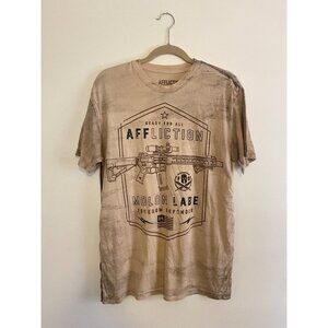Affliction Freedom Defender Distressed Graphic T-Shirt Tan Mens Size L